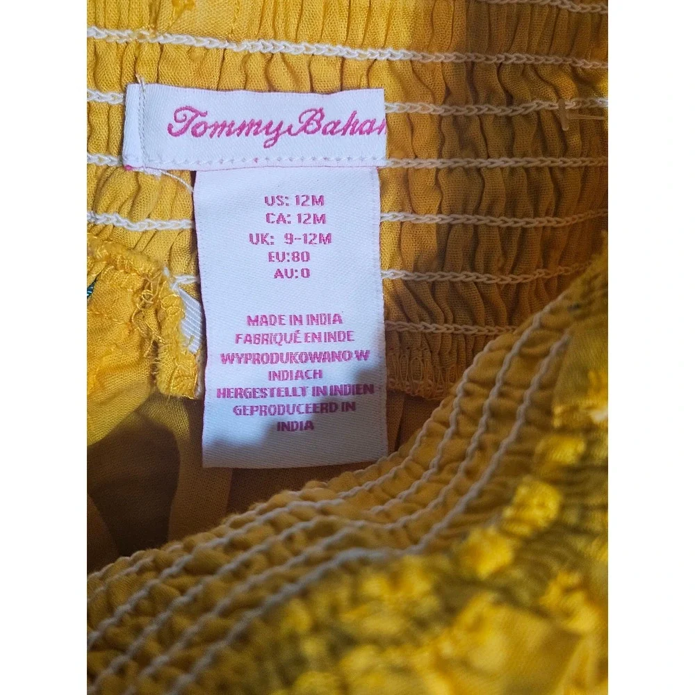 🦋Tommy Bahama Kids 12M Yellow Swiss Dot Dress & Tropical‎ Fruit Romper Set🩷🩵